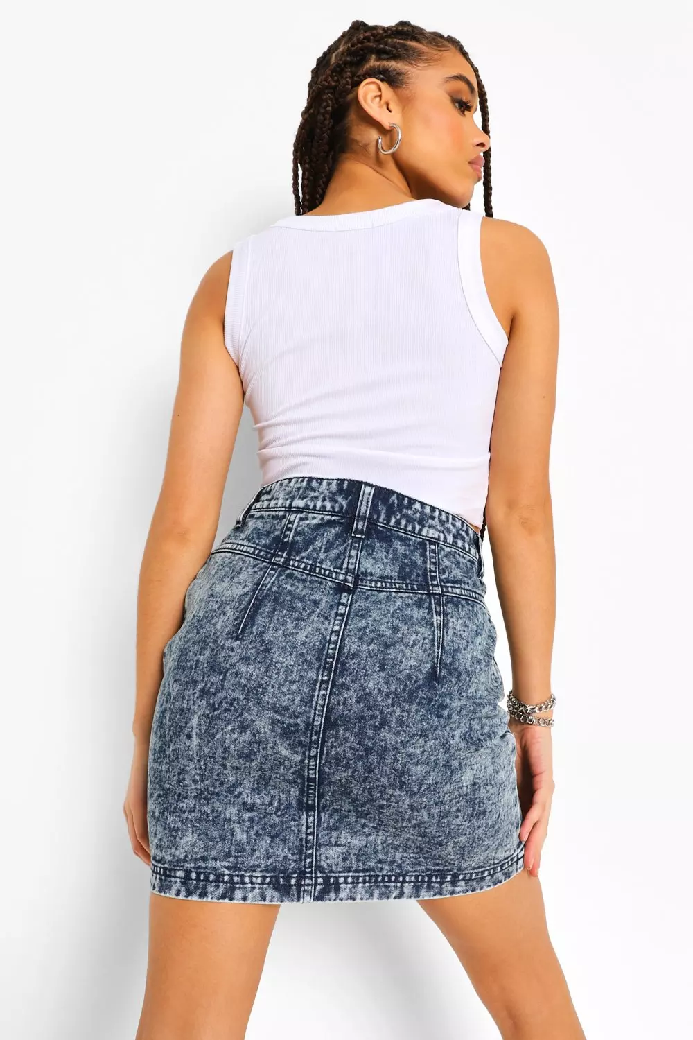 Plus size acid wash hotsell denim skirt